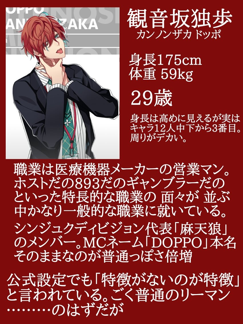 ヒプノシスマイクにハマって約5日でシンジュクディビジョンのMC.DOPPO