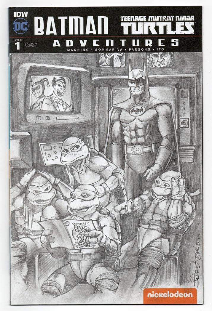 JeffPerdziak's tweet photo. My #Batman #teenagemutantninjaturtles #sketchcover art by me!!!! #tmnt #keatonbatman @Demonpuppy https://t.co/4KFZvR8XHb