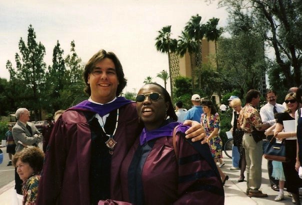 Atagahi's tweet image. My classmate and friend, Katia Méhu at my law school graduation. #NativeGraduates
