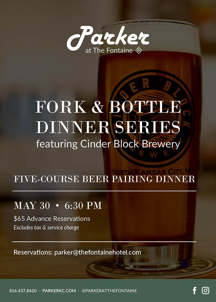 Fontaine_KC's tweet photo. @DineAtParker 's F&B Series is next Wednesday, May 30th!
Menu items include Crispy Pork Shoulder with @cinderblockbrew 's Retribution Rye, Pan Seared Duck Breast with #BlockIPA and more!
Don't miss out!
Reserve your spot at parker@thefontainehotel.com https://t.co/vUJod0R79e