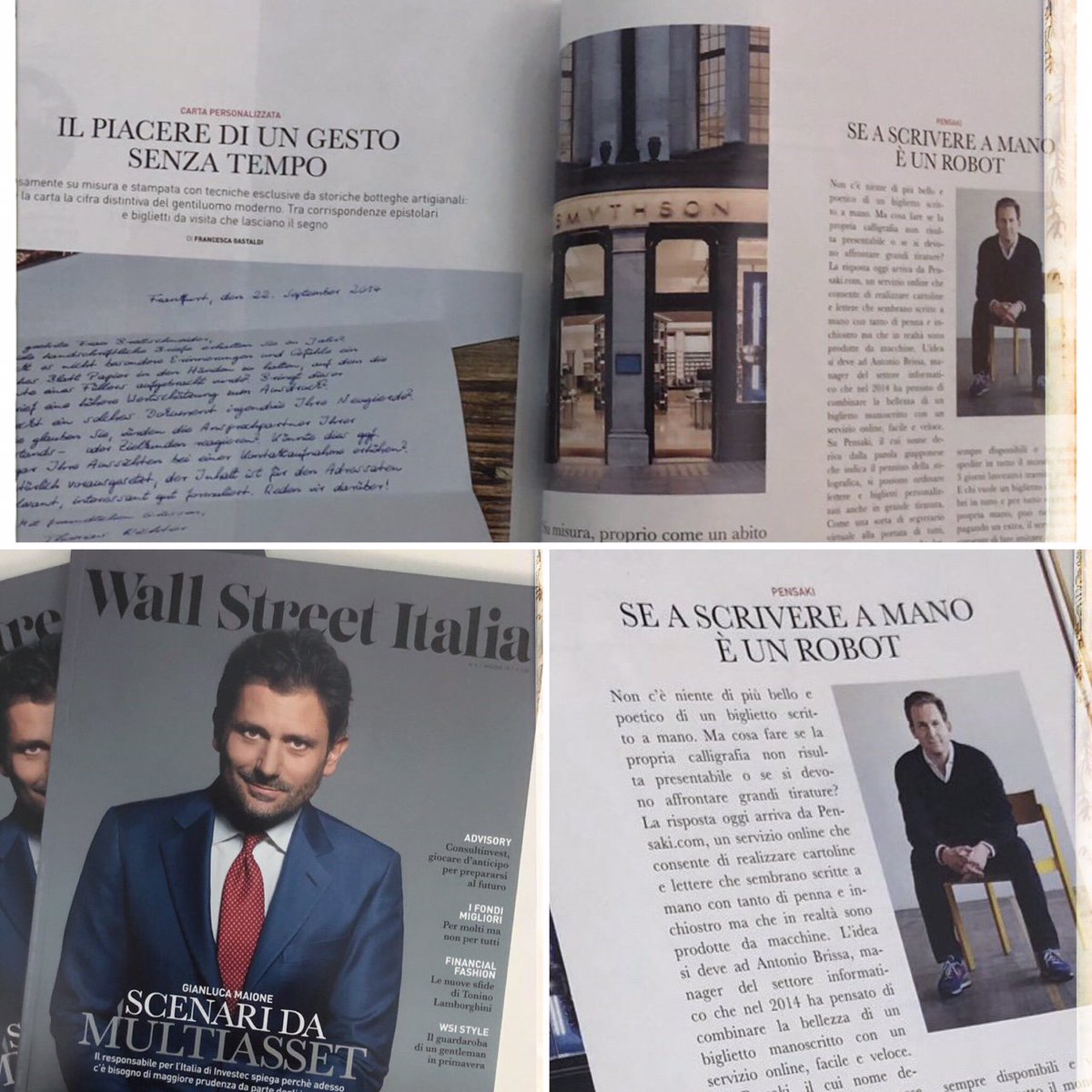 PensakiTweets's tweet photo. Thank you @wallstreetita #WallStreetItalia for the great coverage of #Pensaki in the current issue of your magazine. A very nice story about the power of #personalization and the importance of the #humantouch - we appreciate the coverage - Grazie! 🙏  #grateful #ThankYou https://t.co/THSC4hDDQ4
