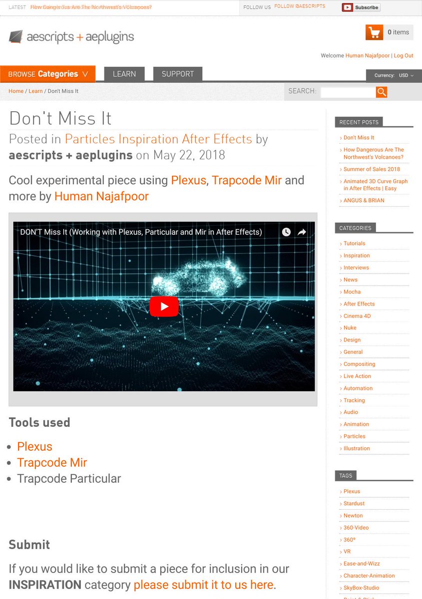 HumanNajafpoor's tweet image. انتشار کار من در سایت معتبر aescripts
aescripts.com/learn/don-t-mi…
@aescripts #Plexus #TrapcodeMir #TrapcodeParticular