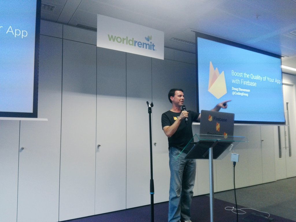 SonyaMoisset's tweet photo. // Boost your #Android app's quality with #Firebase by @CodingDoug & @londroid #AndroidLondon #Londroid https://t.co/sbaRO6OC4P