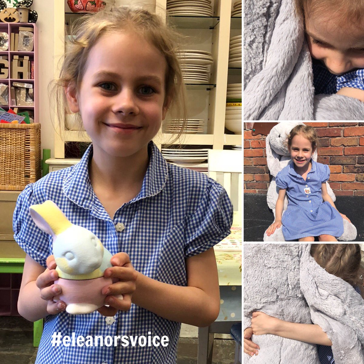 Thank you so much for all your well wishes, love &amp; thoughts, we read them all to Eleanor. After school she was presented with a huge bunny &amp; card from friends, wishing her all the best for what lies ahead. Visited <a href="/HappyPotterC/">Happy Potter</a> too! 1/52 #chemo tomorrow! #hope #eleanorsvoice 💜✨