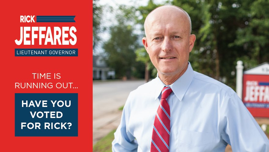 Time is running out in this Republican Primary! If you haven’t already, be sure to head over to your polling location on your way home from work or school. Every single vote counts in this Election—can I count on yours? #VoteRickJeffares #PostThePeach >> mvp.sos.ga.gov/MVP/mvp.do
