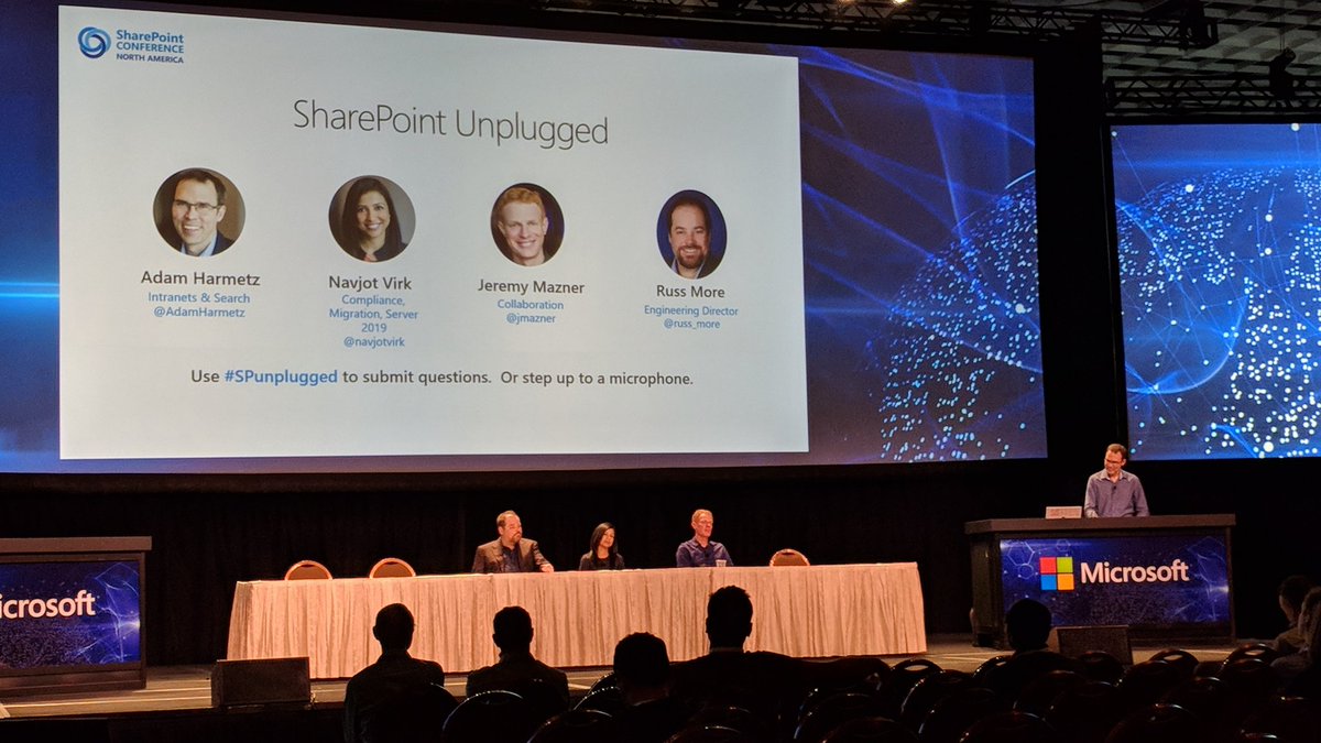 mkashman's tweet photo. #SharePoint Unplugged session w/@AdamHarmetz, @JMazner, @NavjotVirk, and @Russ_More.

All Qs &amp; equal amount of As! #SPunplugged https://t.co/oouTYPW9py