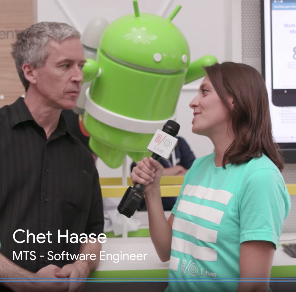 AndroidDev's tweet image. Get the inside scoop on #AndroidJetpack, Android P features and more! @FMuntenescu talks to @chethaase at the #io18 Android Sandbox about all the exciting announcements. 
Watch here → goo.gl/BiMFZv