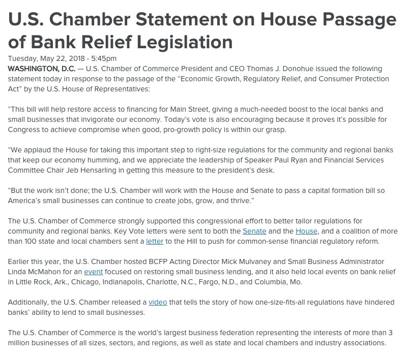 U S Chamber On Twitter Our Ceo Donohue On House Passage