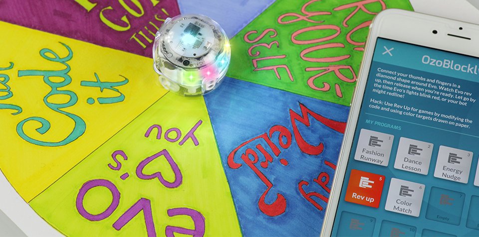 Ozobot's tweet image. Got some positivity to share? Celebrating #TeenSelfEsteemMonth, here&apos;s how to create your own Inspiration Wheel, with a little help from your favorite bot! ozo.bot/built28a59 #BuiltWithOzoBlockly #HackCreativity