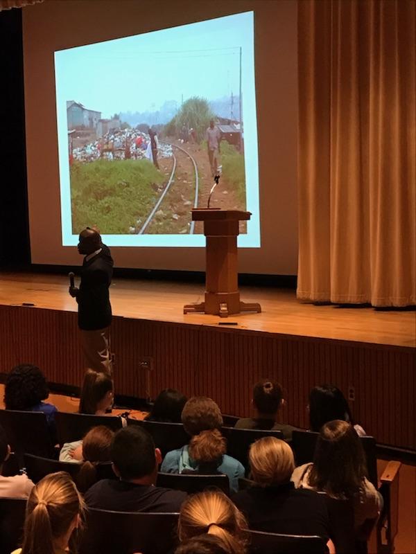 GenerisInt's tweet image. @GenerisInt speaking to students today at the @AbigailAdamsMS in Weymouth, MA, about his work with orphans in the slums of Kenya, delivering a message of hope that anyone can make a difference in the world.