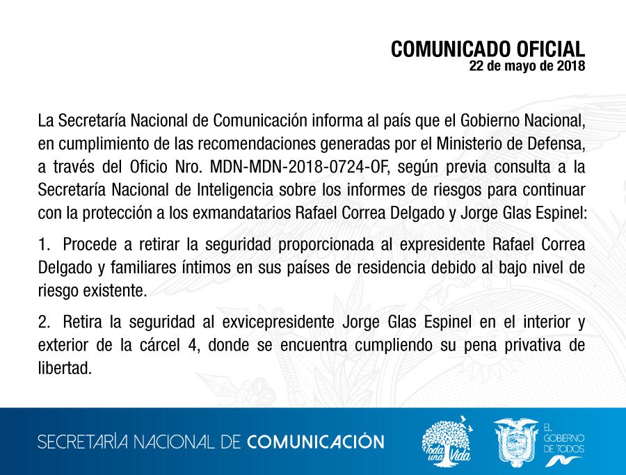 janethinostroza's tweet photo. Correa y Glas se quedan sin seguridad pagada por los ecuatorianos. De ahora en adelante si le tienen miedo de algo o de alguien tendrán que pagarse su propia seguridad. Chao parafernalia. https://t.co/b6eNjcgYA6