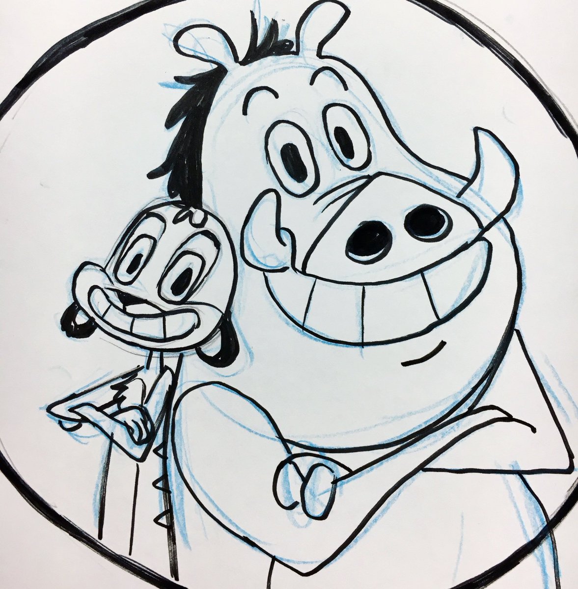pumbaaguy1's tweet photo. I’m thinking of pitching a new Timon and Pumbaa show. Do you think this will sell? #sorrycalarts #sorrydisney #4bananateethstyle https://t.co/OTYG5bZmla