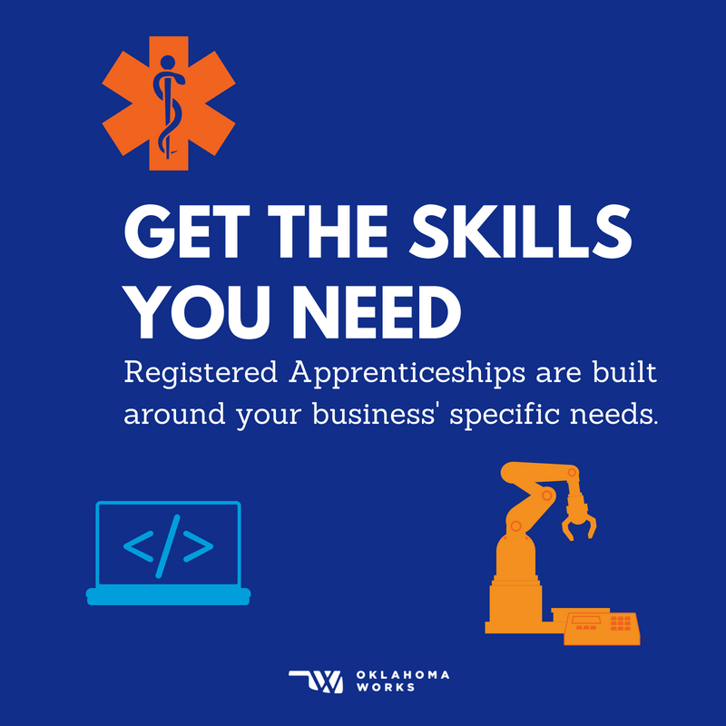 OKLAworks's tweet photo. Get the skills you need! Registered Apprenticeship programs are built around your business's specific needs. Learn more at: https://t.co/seQtf435nL #ApprenticeshipWorks #EarnAndLearnOK https://t.co/KPWXLvB832