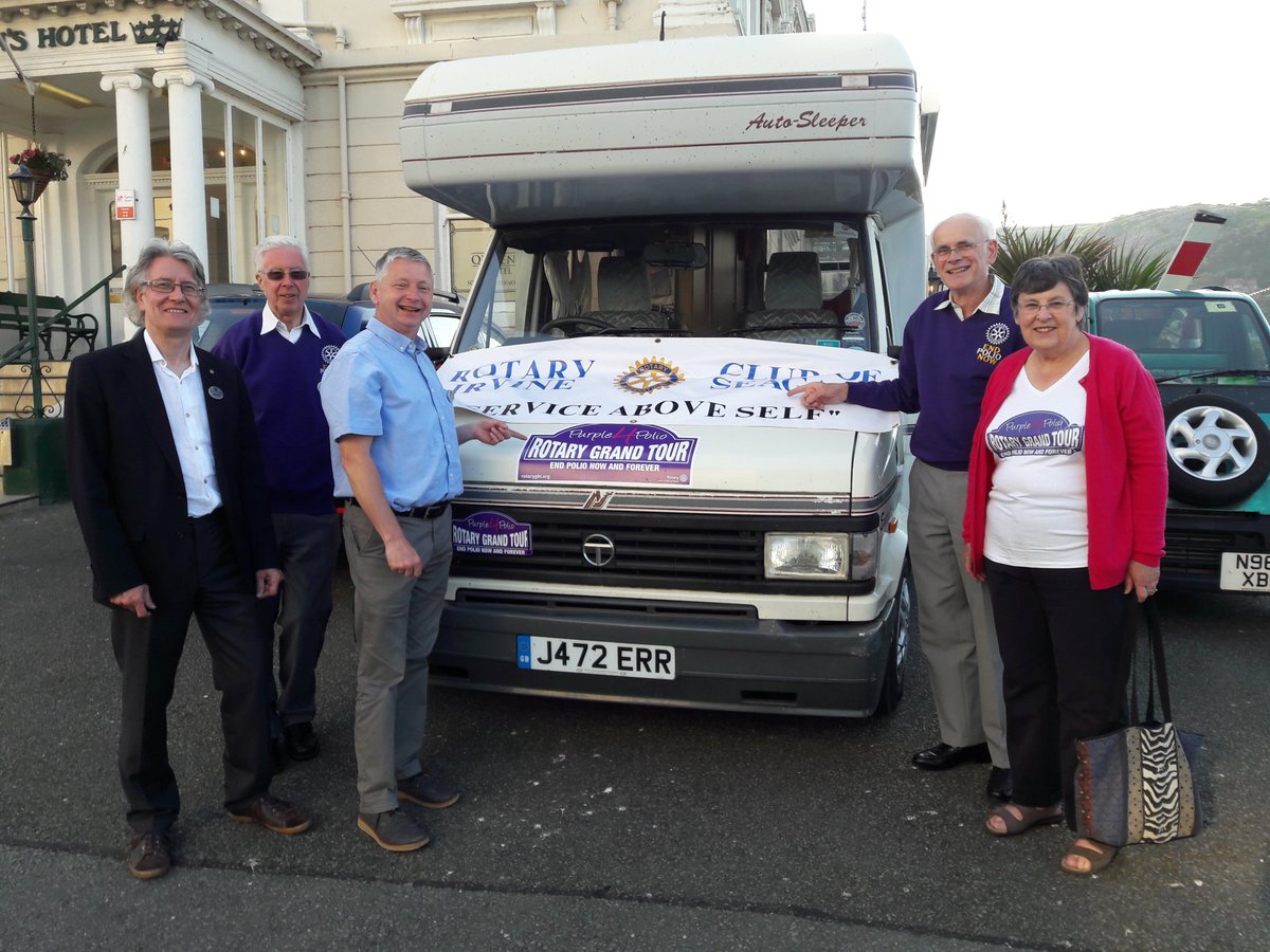 IrvineSgRotary's tweet image. Two cheery Derwentsiders brightened a dull morning, Barton Grange have a superb projects display, apologies to Manchester for just missing the volunteer(s), and a great club meeting at Llandudno (this photo) to end our day. From team Seagate @IrvineSgRotary #rotarygrandtour