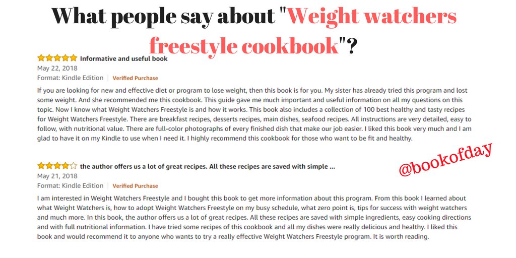 bookofday's tweet photo. What people say about the new cookbook? To order, click the link below:
https://t.co/pM5H2x9ZNU
#KindleUnlimited #kindledeals #weightwatchers #weightwatchersfreestyle #weightwatcherscookbook #cookbooks https://t.co/dQoC8Qfu1c
