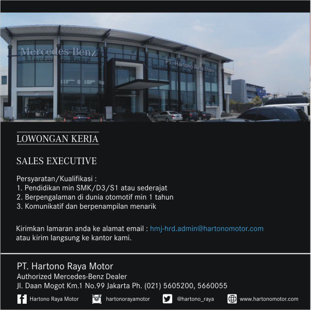 Hartono Raya Motor On Twitter Bergabunglah Profesional Muda Untuk Berkembang Dan Maju Bersama Kami Mercedes Mercedesbenz Lowongan Lowongankerja Openrecruitment Jobvacancy Jobopportunities Career Careeropportunity Sales Salesexecutive