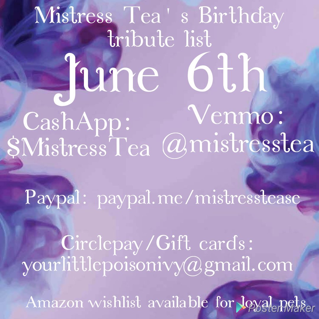 TheMistressTea's tweet photo. Birthday is fast approaching, you best be ready to spoil me all month long but especially on the 6th!

#findom #tribute #EFDP #MistressTea https://t.co/uxiKKw6xuJ