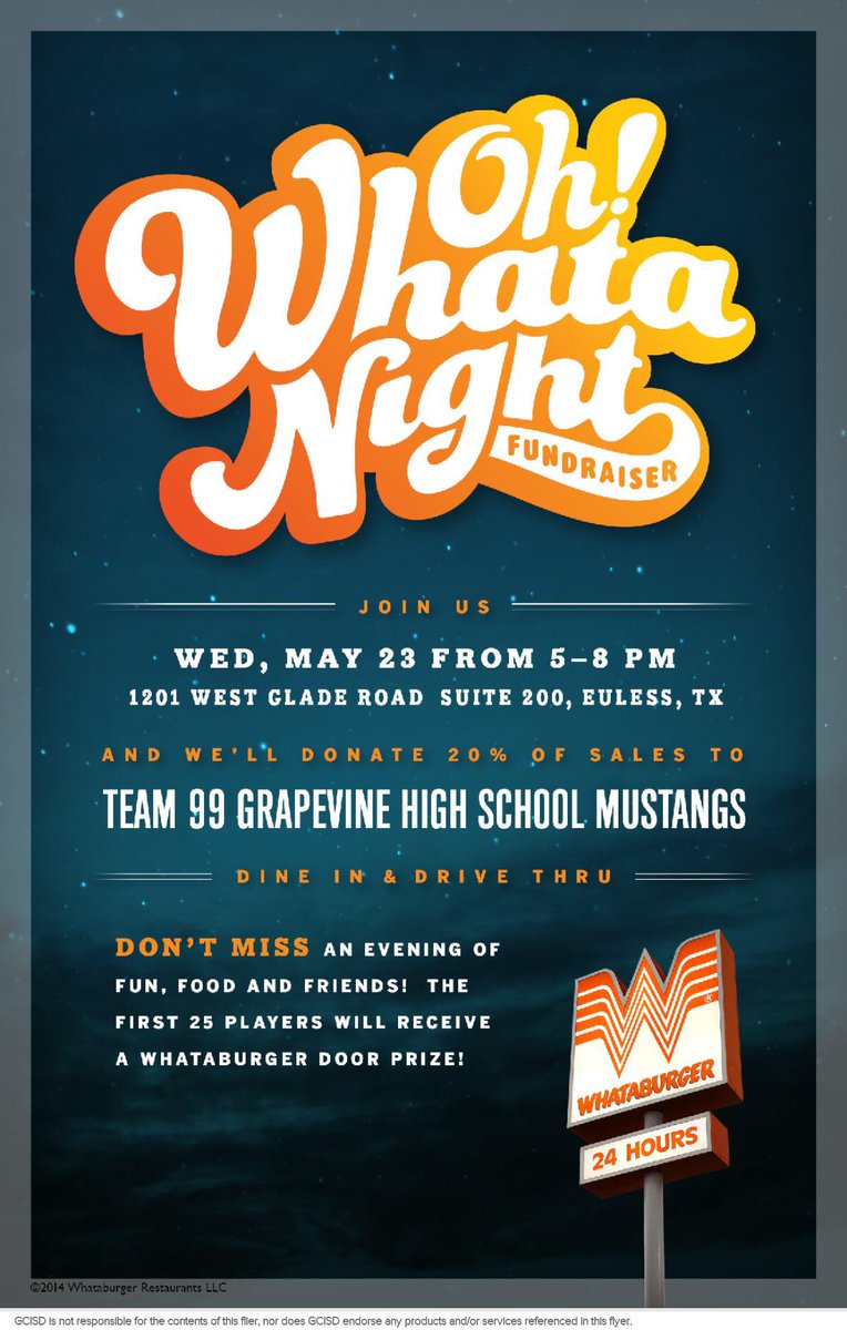 One final fundraiser before our school year ends! Help out the football team and get some Whata from 5-8 tomorrow! @CoachA_GHS <a href="/GHSMustangFB/">GHSMustangFootball</a>