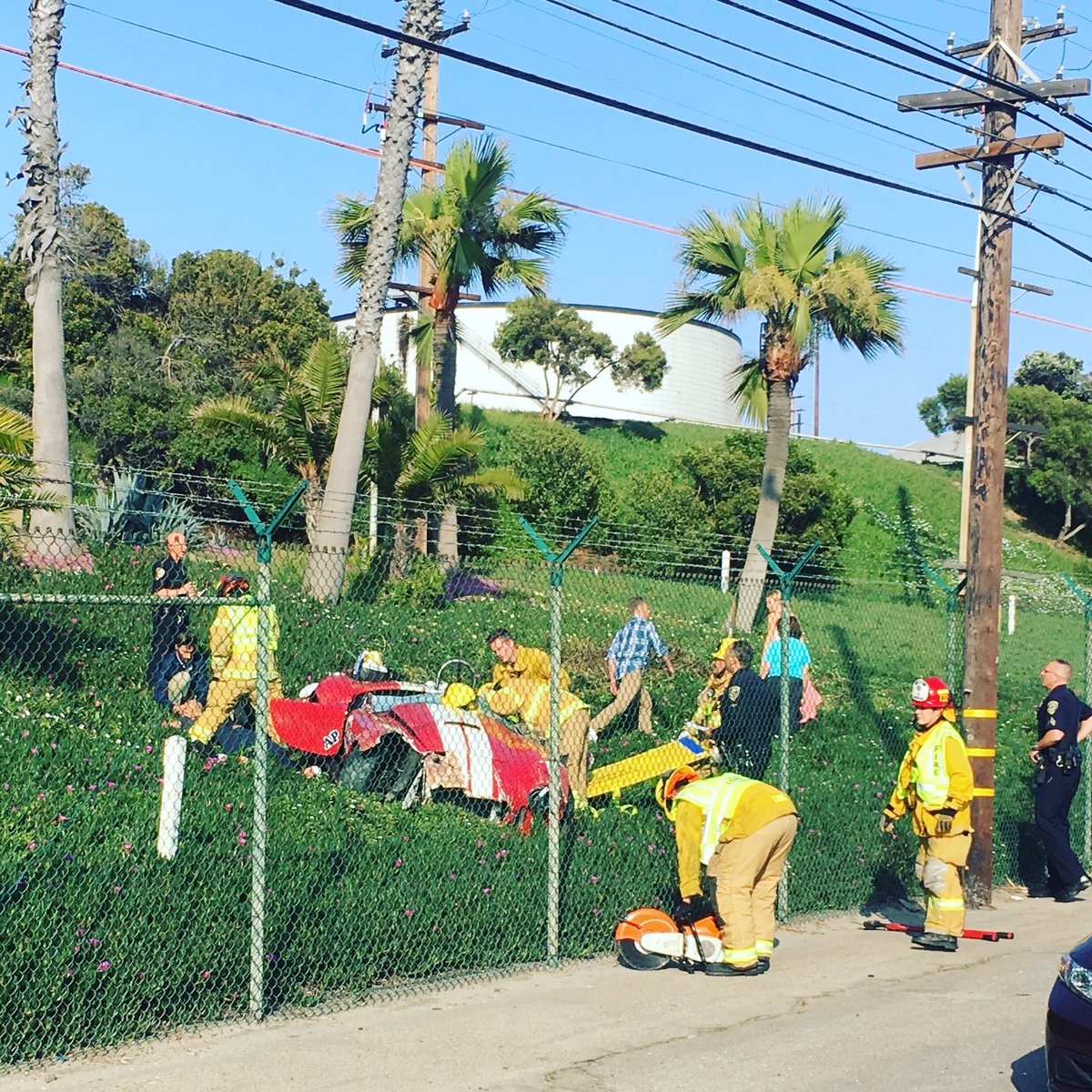 ESFD personnel just responded to a traffic accident at 302 Vista Del Mar, involving a single vehicle roll-over. Two critical patients were transported via ESFD Paramedic Rescue Ambulances, to a local trauma center. #allrisk