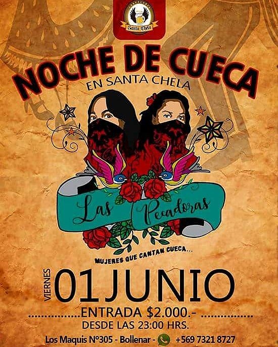 chela_santa's tweet photo. ATENCIÓN!: 1 de junio música en vivo en #Santachela 
Te invitamos a ver a las #Pecadoras . TREMENDA BANDA DE CUECAS DESDE #MELIPILLA!! https://t.co/zE6vCMUcnW