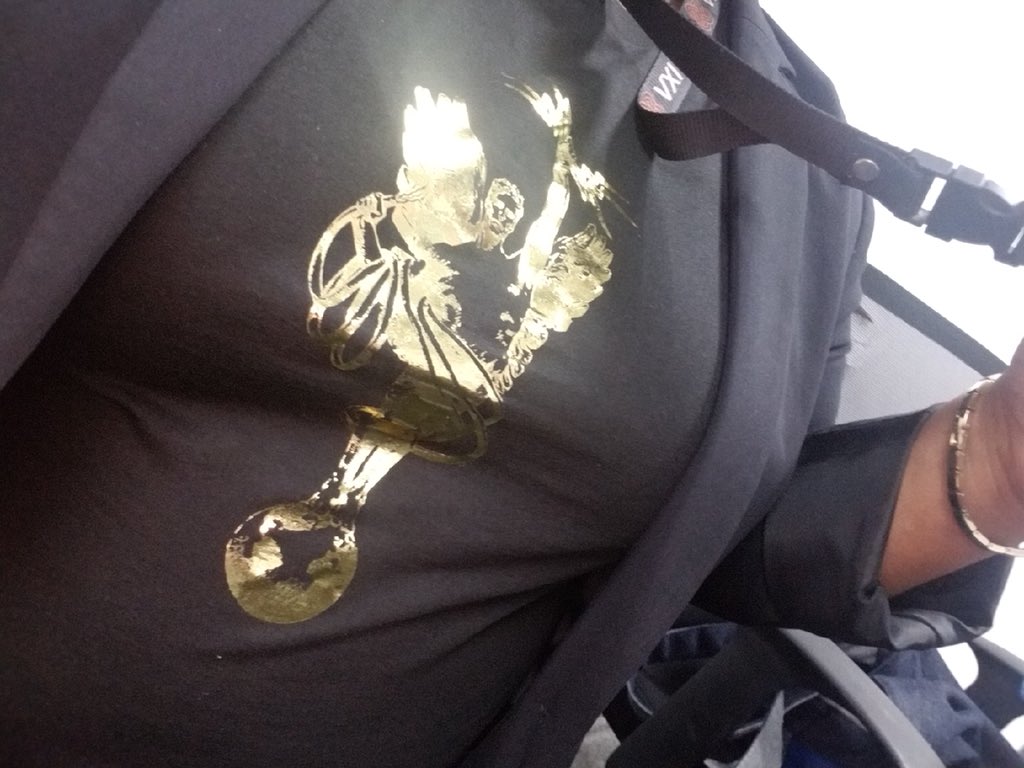 BrandiHallaway's tweet photo. Taking Golden Boy around the world! #TheSpiritofCommunication #ProudtobeATT #1914 https://t.co/jrF0ajHuWD