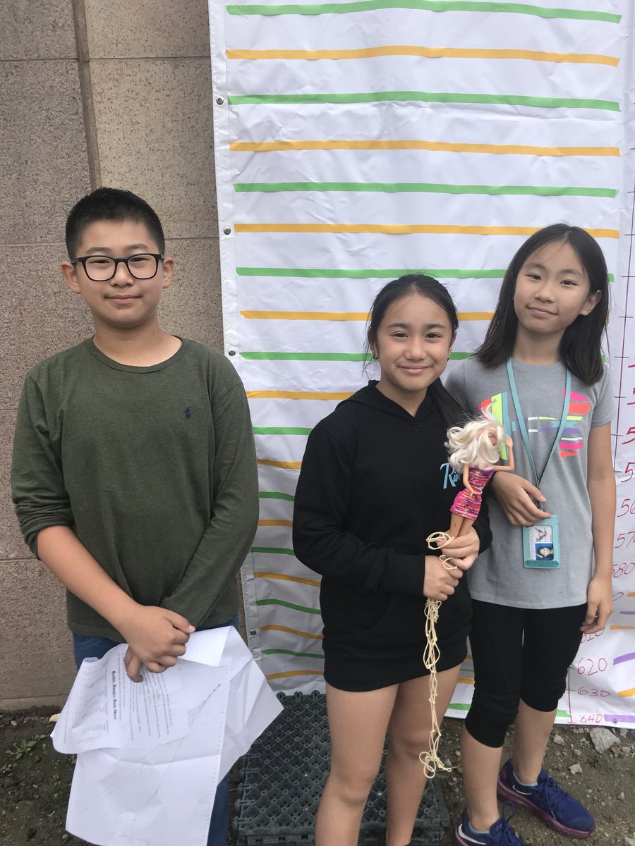 catyrmath's tweet photo. How many rubber bands do we need for Barbie to bungee jump without hitting the ground? Real math @SASchina @EricPaci @SusanNegley @ddmeyer #nctm https://t.co/0jixEDzM0d