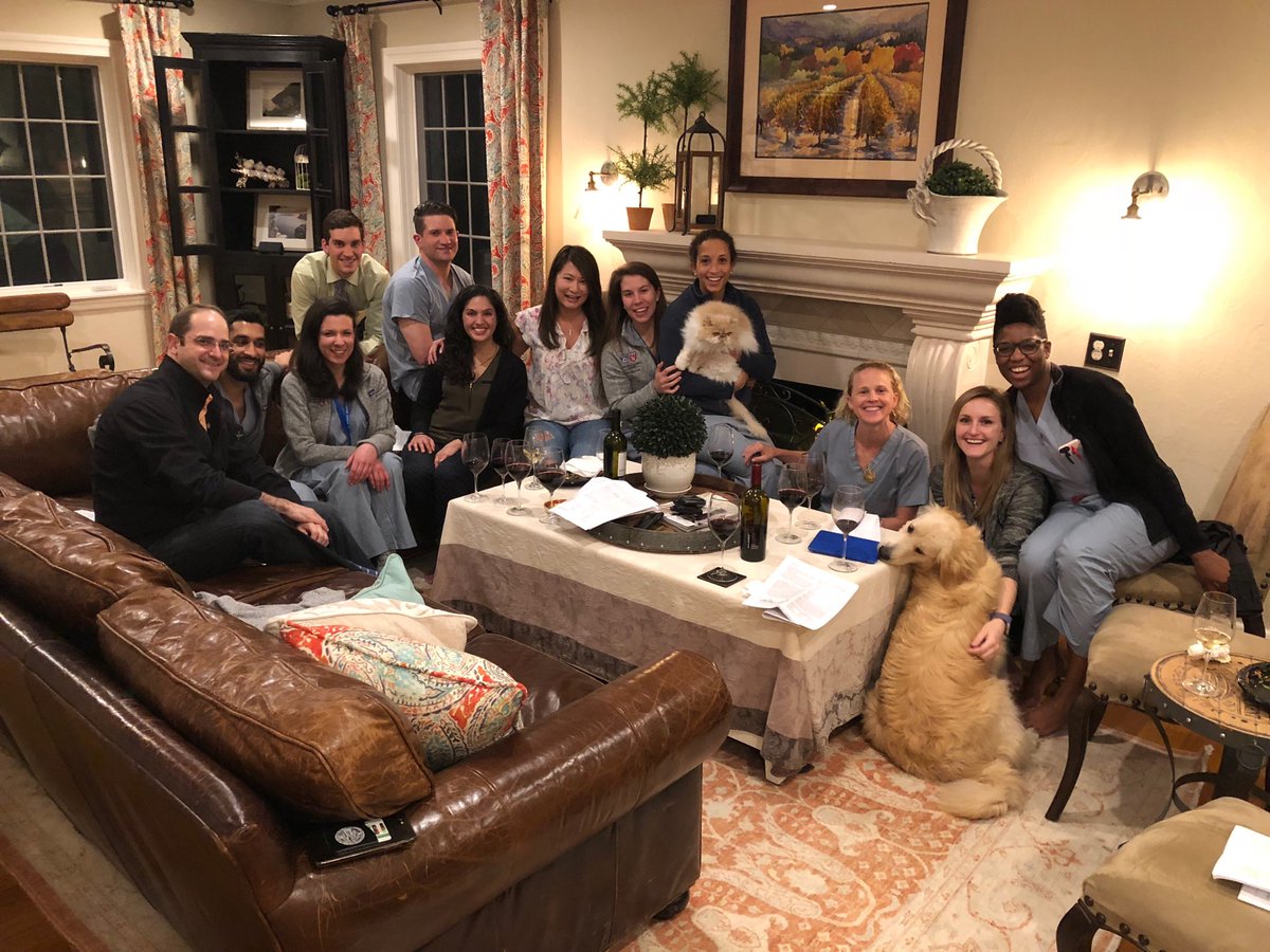 Journal club at Casa Rangel. Evidence goes best with wine and pasta. Good times with future leaders of American Surgery. The pets didn’t fare too badly either! #brighamtrained @BWHSurgery @dougsmink