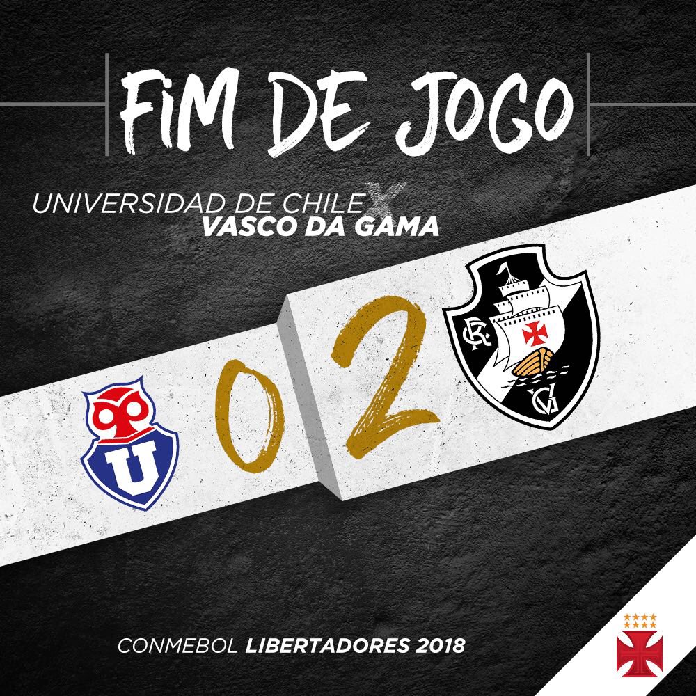 VascodaGama's tweet photo. FIM DE JOGO! Vasco joga com muita personalidade, luta e vontade, vence a La U, e garante a classificação para a Copa Sul-Americana! https://t.co/mz8vq6xAWV