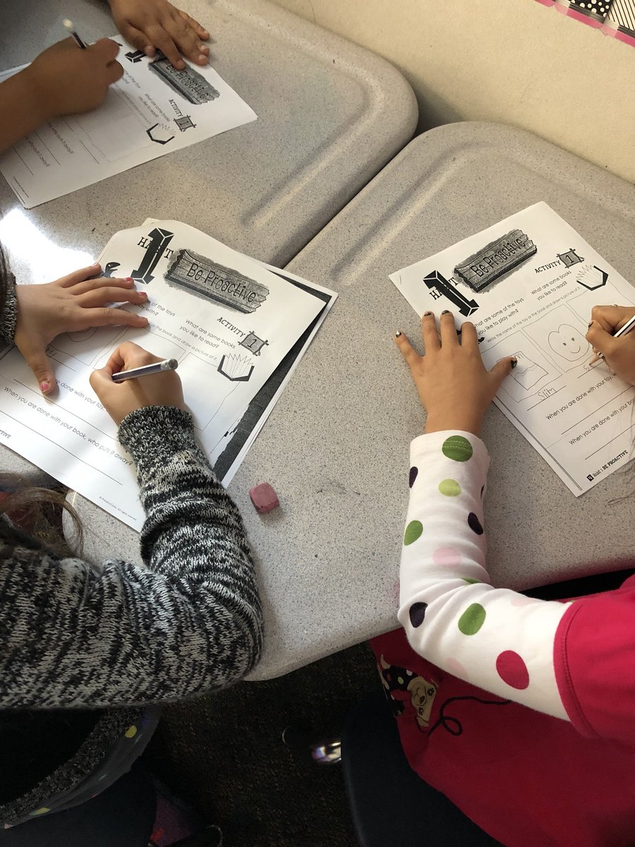 Had fun exploring what “Be Proactive” means to my first graders! We started simple with cleaning up messes before you are asked. We even got some practice in today! #ricelearns #edl610 <a href="/domsmithRP/">Dominique Smith Ed.D</a>