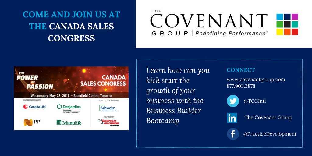 normtrainorTCG's tweet photo. Looking forward to the #CanadaSalesCongress tomorrow. We are very excited to be participating and sharing new initiatives. Come and visit us at our booth! #TheCovenantGroup #CanadaSalesCongress #FinancialAdvisors #RedefiningPerformance #BusinessBuilderBootcamp https://t.co/eFPmXKUMn7