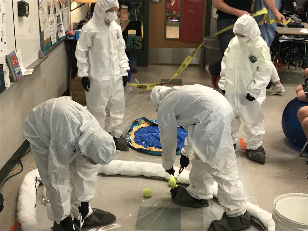sanders4th's tweet photo. Mock environmental hazard. My students have it contained. https://t.co/q1MqdkFMVD