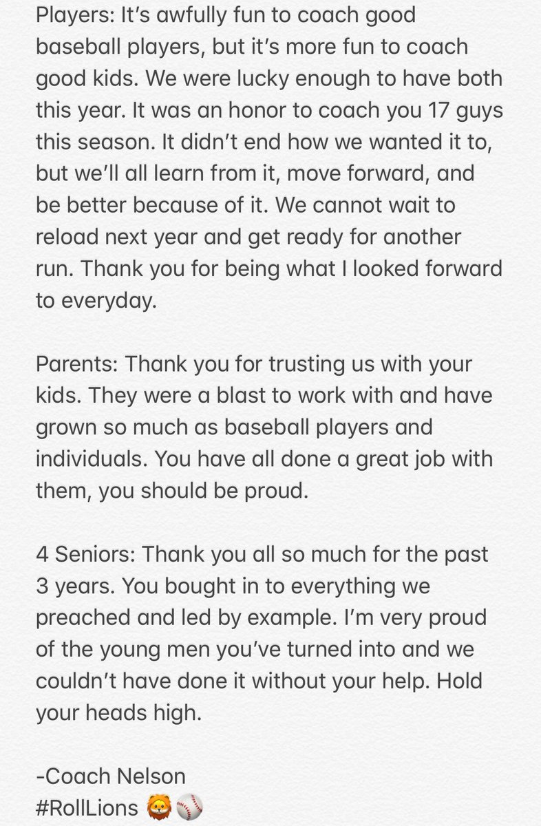BRLionsBaseball's tweet photo. To the Bishop Ryan baseball players and parents: https://t.co/P2KuVSnilZ