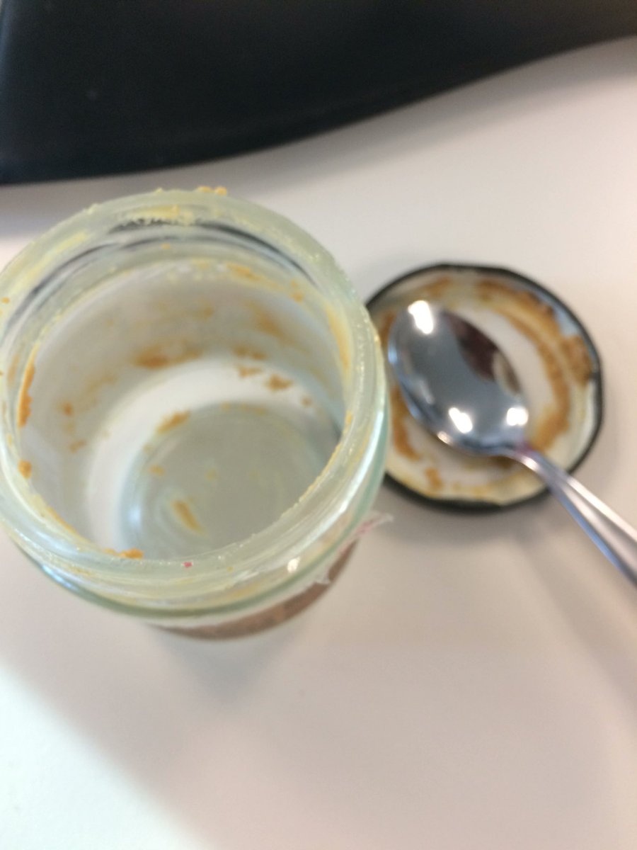 SusanArcus's tweet photo. As if the prices of avocados weren’t enough - my work jar of peanut butter is empty 😢 https://t.co/Miziq1HbGa