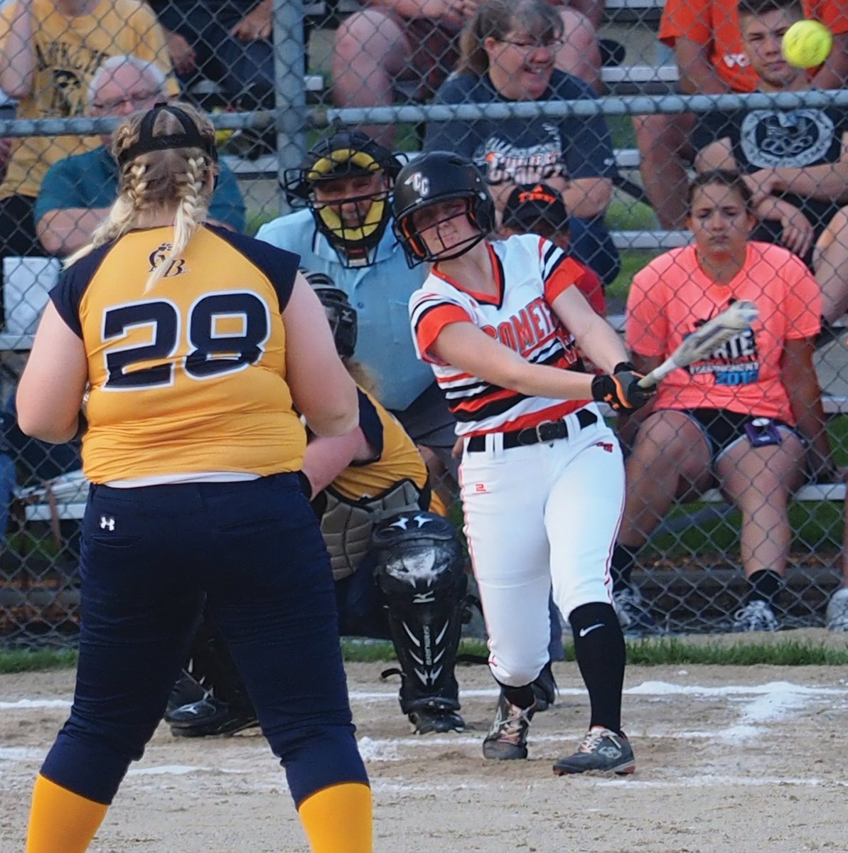 Charles City senior Payton Reams drives in 1 of 9 RBIs she recorded during the Comets' two straight wins to start the softball season.
charlescitypress.com/site/sport/spo…