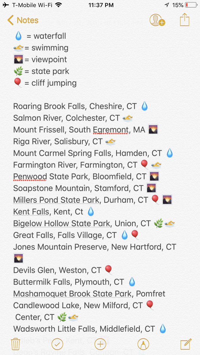 jawuanjohnson7's tweet photo. For Connecticut .Haven’t been to all these places but if you’re bored in the summer here’s some fun places to hike/adventure
💧= waterfall
🏊🏼‍♂️= swimming
🌄= viewpoint
🌿= state park
🔴= cliff jumping https://t.co/hlSJd54Ubv