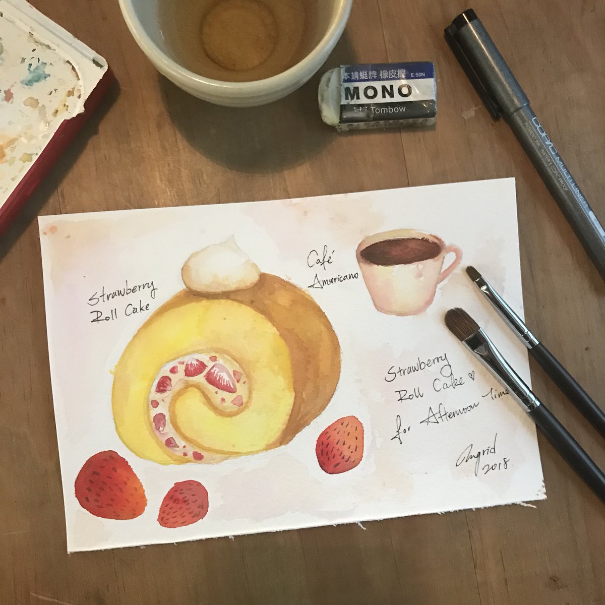 britbluekitten's tweet photo. cake#watecolor#strawberry#dessert#cake https://t.co/1vctcrxrWe