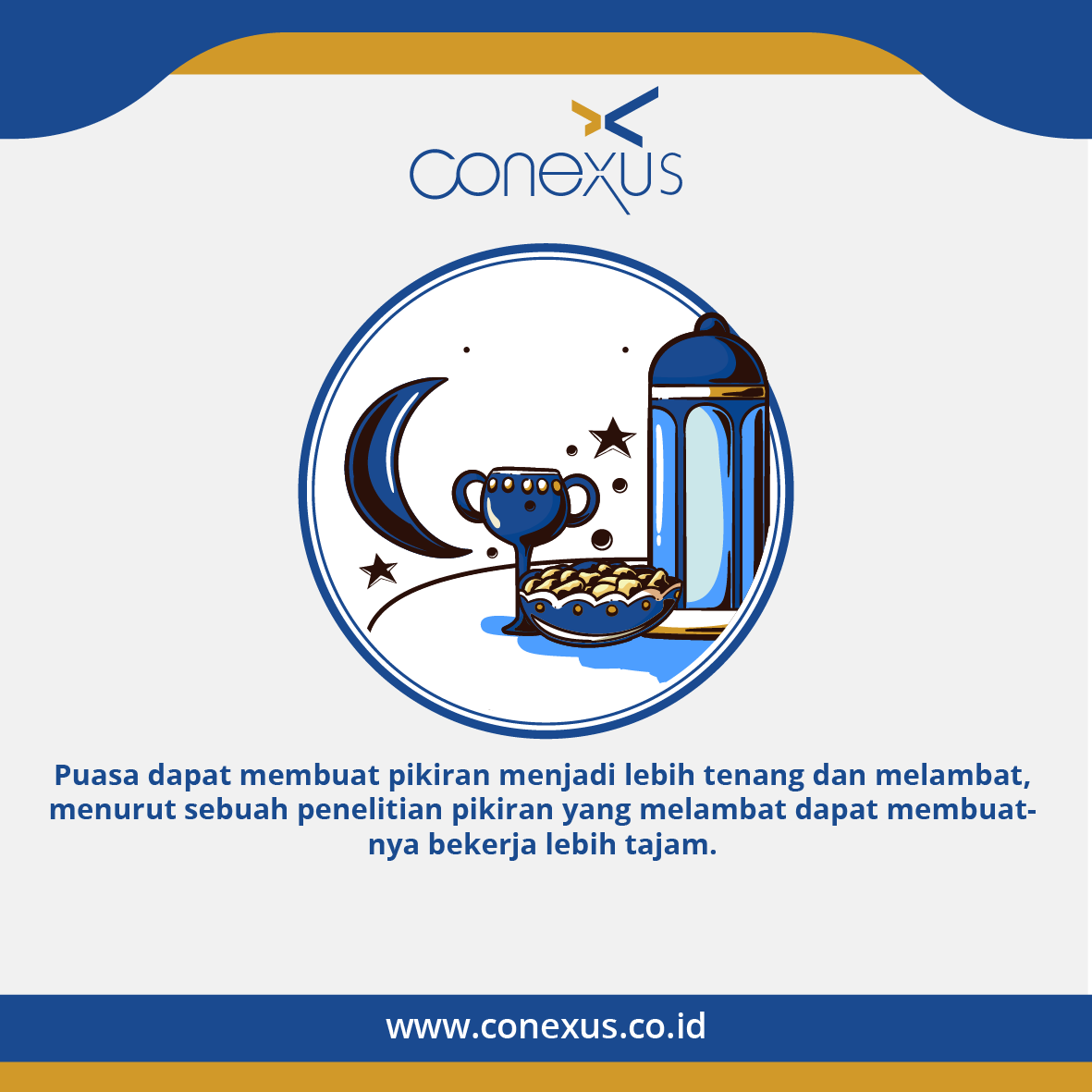 ConexusSolusi's tweet photo. Siapa yang suka memakai alasan lemas karena berpuasa untuk menunda jadwal deadline? Ternyata, puasa membawa dampak positif bagi kamu yang khususnya pekerja kreatif. Menurut penelitian, puasa bisa membuat manusia berpikir lebih tajam dan kreatif, lho #rekrutmen #tipsHR #tipskerja https://t.co/ENOLtIGJyE