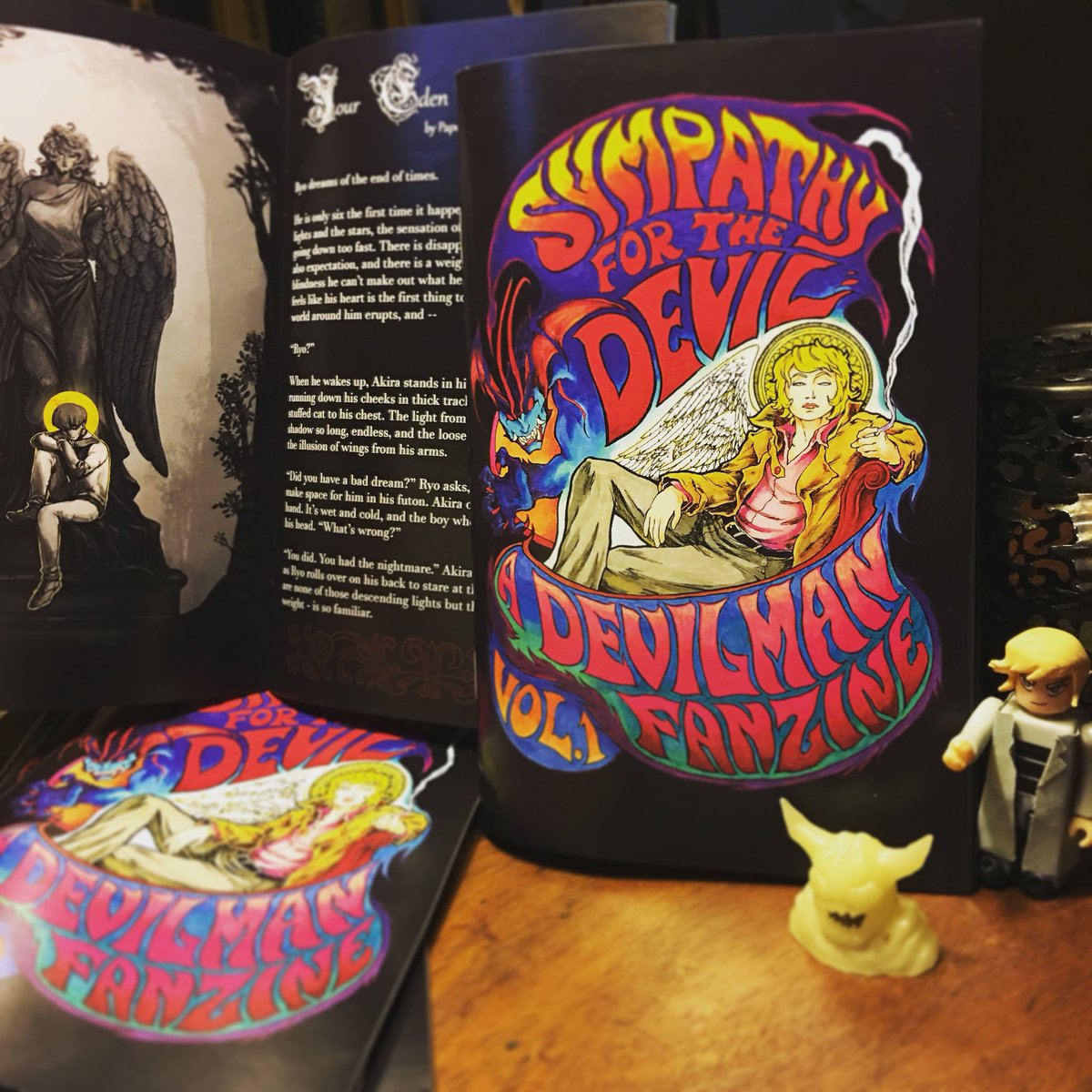 RyoAsukazine's tweet photo. Come get a copy of volume 1 at #fanime this weekend, Artist Alley booth 1713 #devilman #DEVILMANcrybaby #zine https://t.co/m5eqEWsMwz