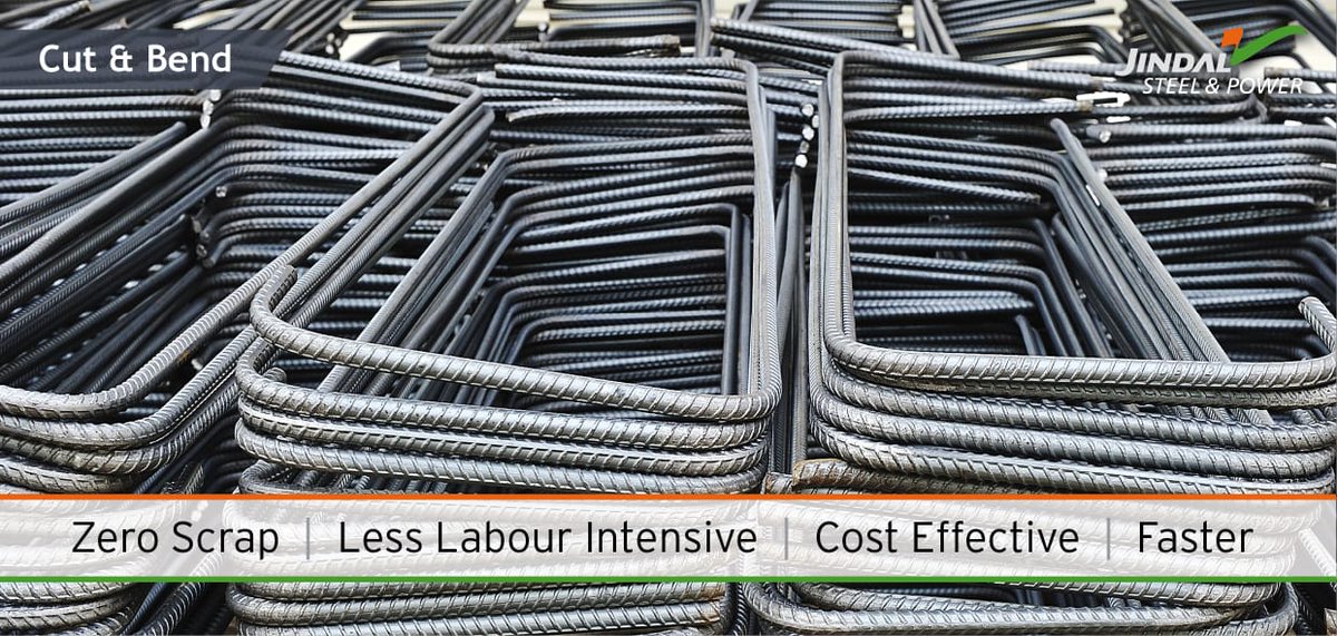 JindalSteel_In's tweet photo. #JSPL's ready to build #CutAndBend is cost and time effective and reduces material wastage. This unique bar solution customises the lengths of the #rebars and bends them at required angles in accordance with the given project requirements.#innovation #knowyourproduct https://t.co/nHE9VMOtHN