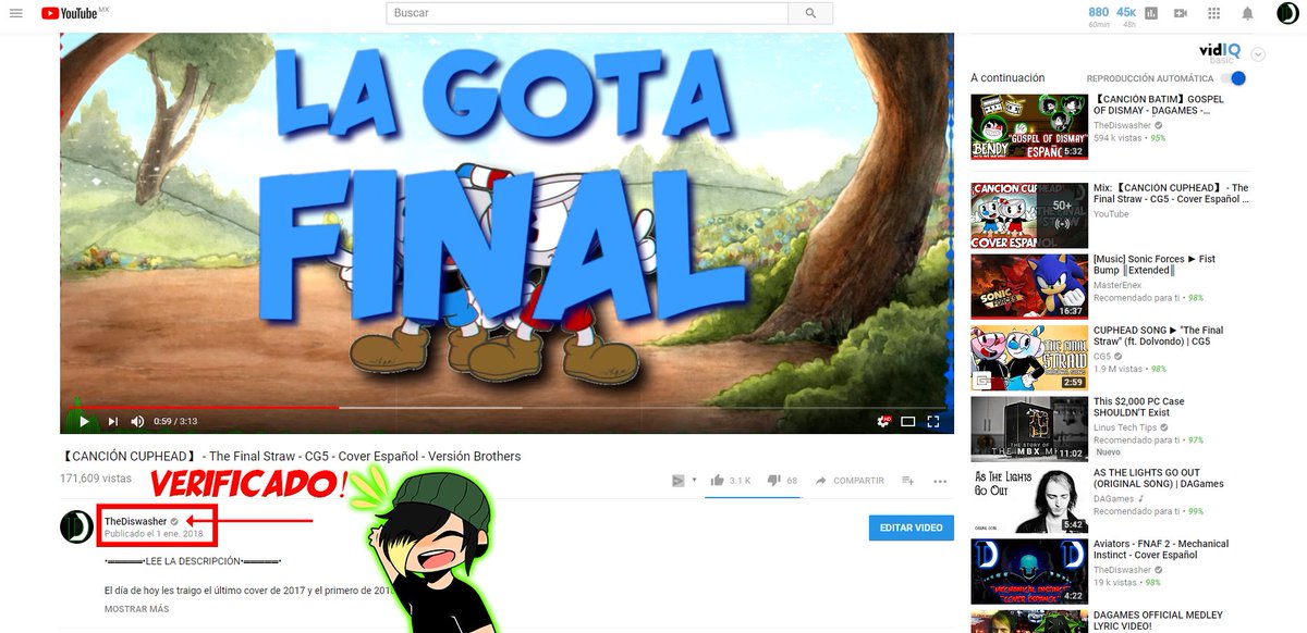 TheDiswasher's tweet photo. AL FIN TENEMOS LA PALOMITA DE VERIFICACIÓN EN EL CANAL!
#Youtube #100KSubs #Milestone #TheDiswasher https://t.co/EGHLresDEz