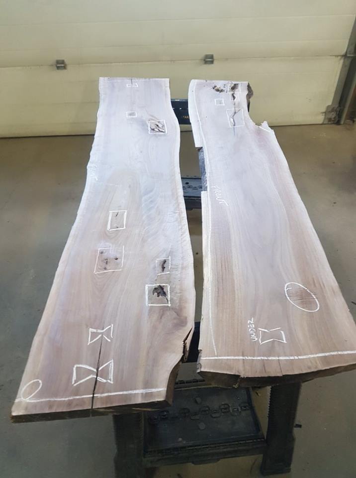 2point54's tweet photo. Some live edge walnut slabs that we recently picked up and thought they could make beautiful furniture pieces. It's a nice change to work on a project w/ the material directing the design. #madeinyyc #handcraft #liveedgewalnut #woodworking #designonthefly #2point54 https://t.co/kkYJwYa0CR