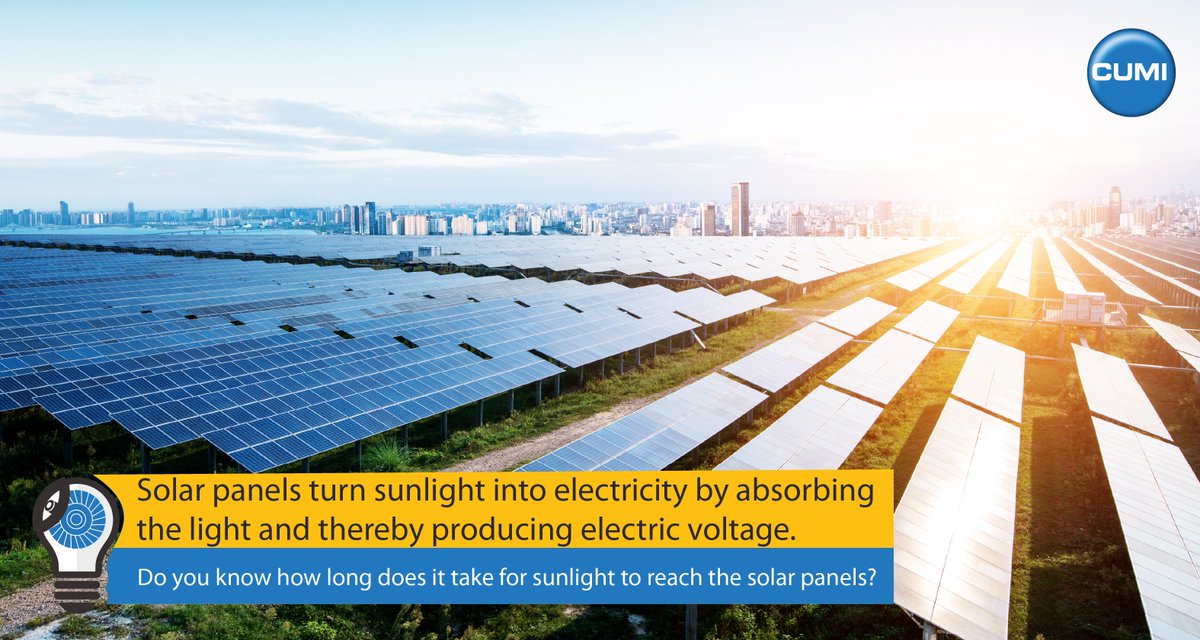 cumi_official's tweet photo. Solar panels silently create energy from the sun’s rays and turn into electricity. 
Do you know how long does it take for sunlight to reach the solar panels?
#CUMI spreads its wings in the solar panel industry by manufacturing SiC for solar cells wafer slicing.
Src: Bombardre https://t.co/KLHf0C7ZYw
