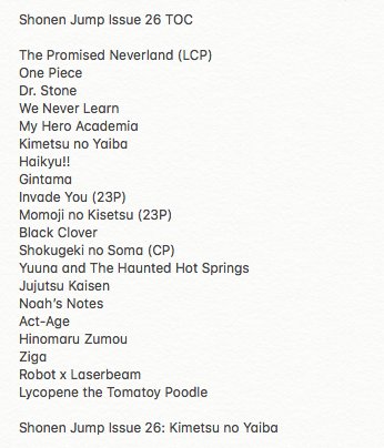 Yonkouproductions Shonen Jump Issue 26 Toc