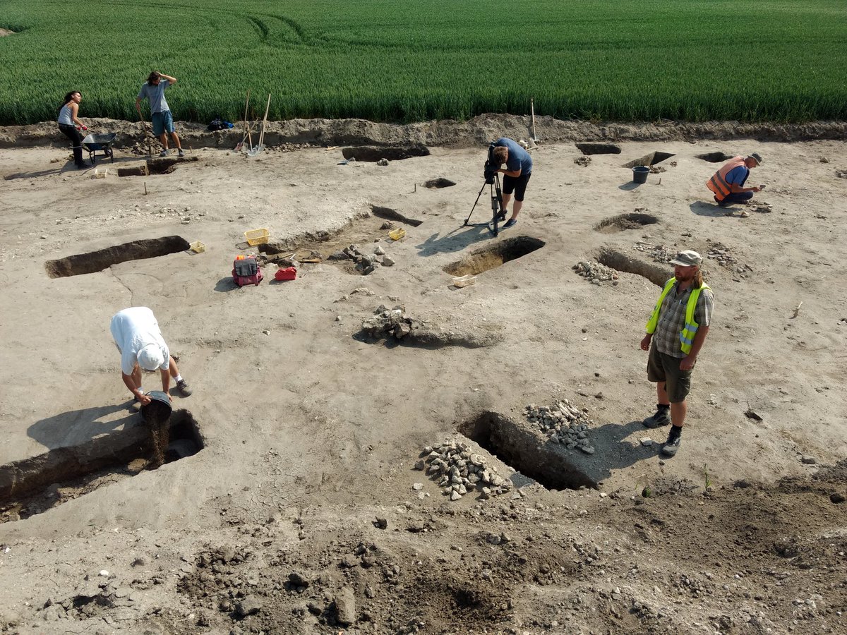 OPuczok's tweet photo. Základy středověké vesnice s kostelem a stovkami hrobů našli archeologové při záchranném výzkumu u Velkých Pavlovic. Místem totiž prochází opravovaný plynovod a místo zaniklého sídliště je nutné prozkoumat před příjezdem strojů. Nalezeny byly už třeba stříbrné mince nebo prsten. https://t.co/tG3qvt0Igt