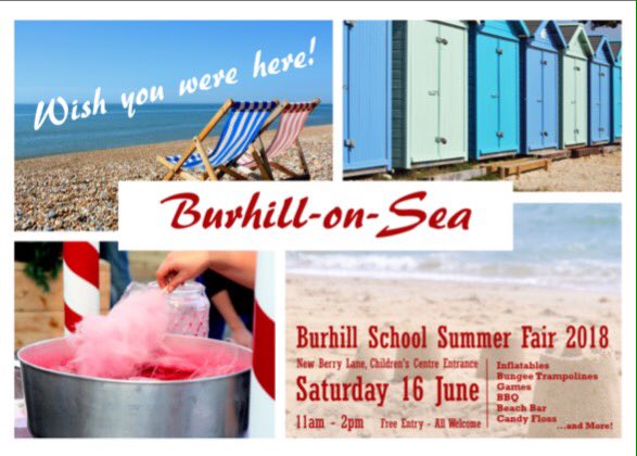 It's back! Our Summer Fair is on Saturday 16th June from 11-2pm! Come and join us for an afternoon of fun! Free entry, everyone welcome! ☀️🦀🍔🌭🍦🍭🥂🍺🏖🎈🇬🇧 
 #ohIdoliketobebesidetheseaside #wishyouwerehere #summerfair

<a href="/BurhillP/">Burhill Primary</a>
