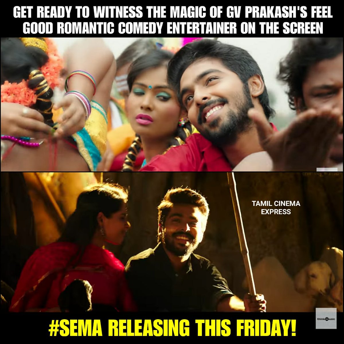 CinemaTweetz's tweet photo. Get Ready To Witness The Magic Of Gv Prakash's Feel Good Romantic Comedy Entertainer On The Screen from This Friday..
#SEMAIn2Days #SemaFromMay25
@gvprakash @valliganthan @jana_nathan @rvjravi @lingabhairav @ArthanaBinu @pandiraj_dir https://t.co/I2IuLzCFlV
