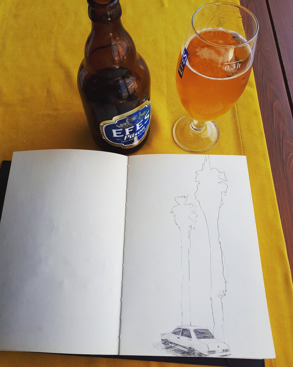 hawkwind1986's tweet photo. Holiday sketching, ideas flowing nicely #drawing #ideas #sketchbook #palms #renault9 #turkey #efes https://t.co/8X3il4zz9h