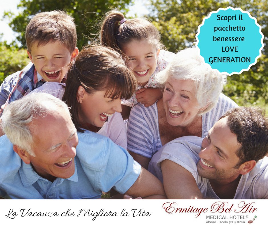 Ermitage ama le famiglie! 3 generazioni della stessa famiglia insieme in #vacanza? Indipendentemente dall’età, una generazione non paga il conto. Scopri la promozione LOVE GENERATION >> bit.ly/2IqHD28
*validità, tutta la stagione 2018