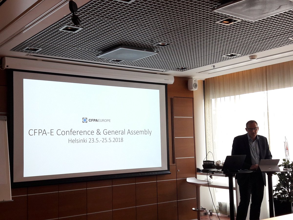 TainaHanhikoski's tweet photo. Jesper Ditlev opening #CFPAE General Assembly in Helsinki.Good topics coming up for the next 2 days! #fireprotection #cooperation @SPEK_ry https://t.co/0mwSL56E5M