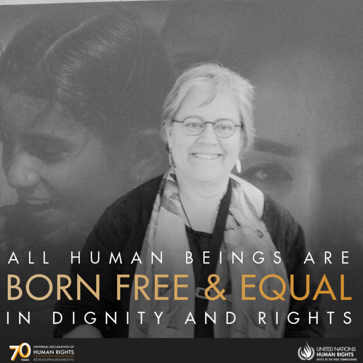 FWCC General Secretary Gretchen Castle <a href="/gretchencastle1/">Gretchen Castle</a> marking 70 years of the Universal Declaration of Human Rights #standup4humanrights #HumanRightsAreEveryonesRights <a href="/UNHumanRights/">UN Human Rights</a>